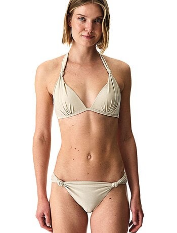 Devon froncé sur le côté, pailleté, bas de bikini taille mi-haute penti