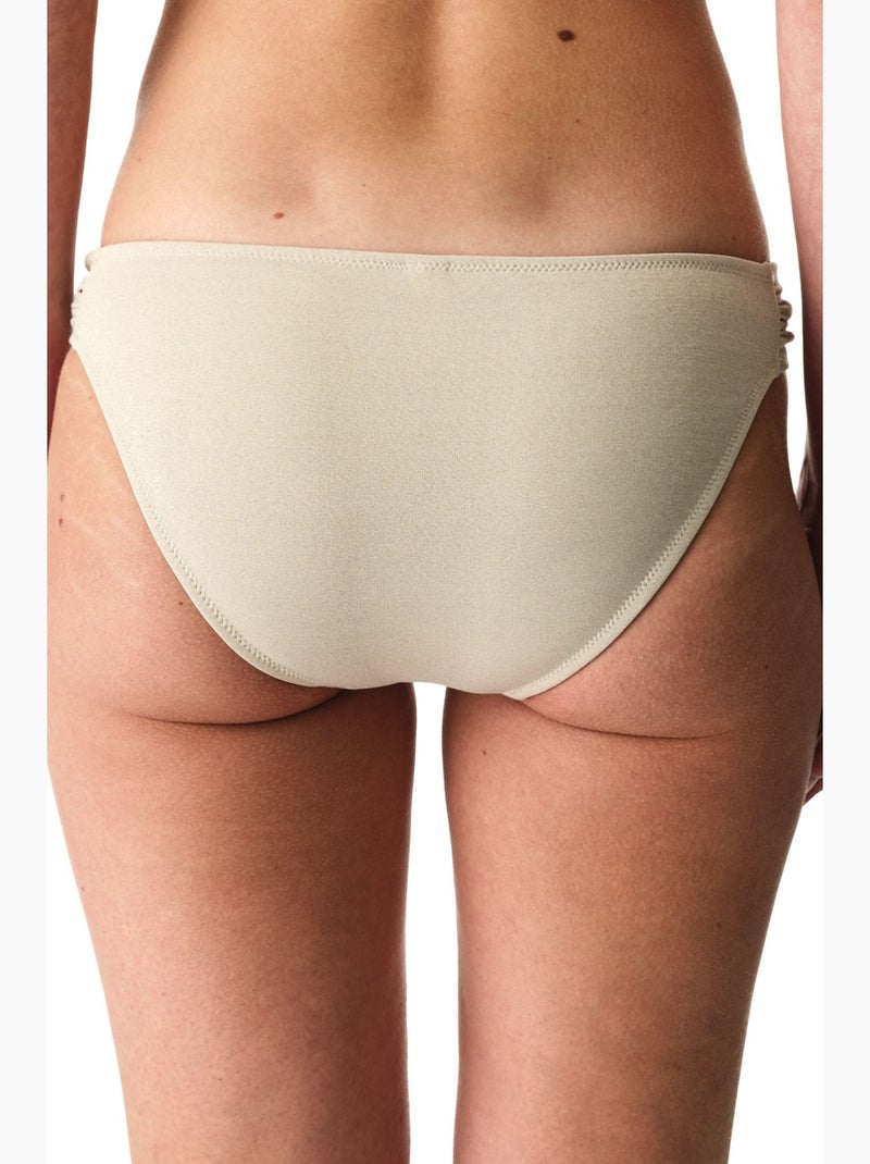 Devon froncé sur le côté, pailleté, bas de bikini taille mi-haute penti Beige argile - Kiabi