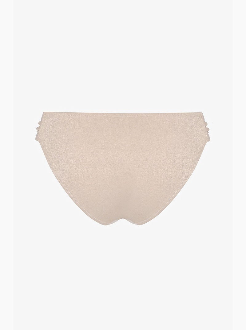 Devon froncé sur le côté, pailleté, bas de bikini taille mi-haute penti Beige argile - Kiabi