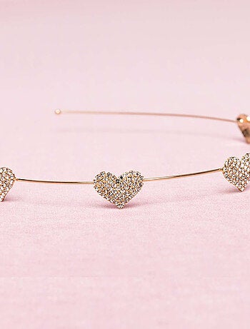 Diadème serre-tête enfant Coeurs strass Great Pretenders