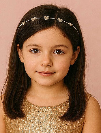 Diadème serre-tête enfant Coeurs strass Great Pretenders