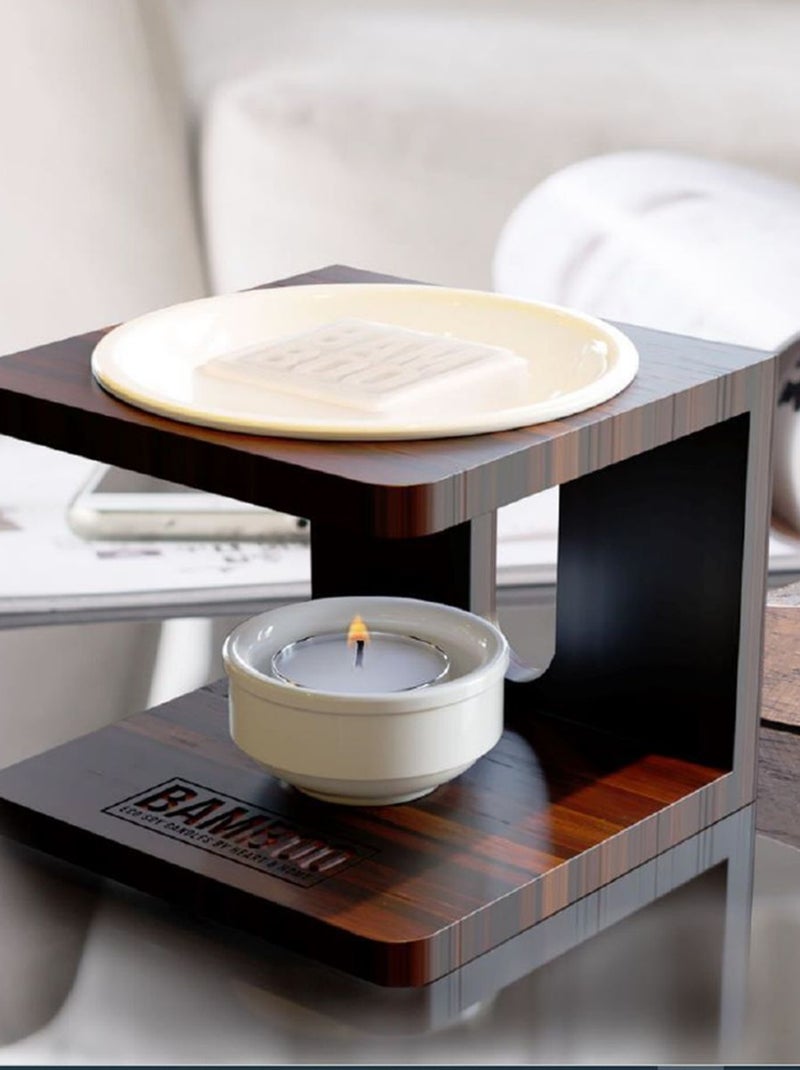 Diffuseur de cire en bambou Heart and Home Marron - Kiabi