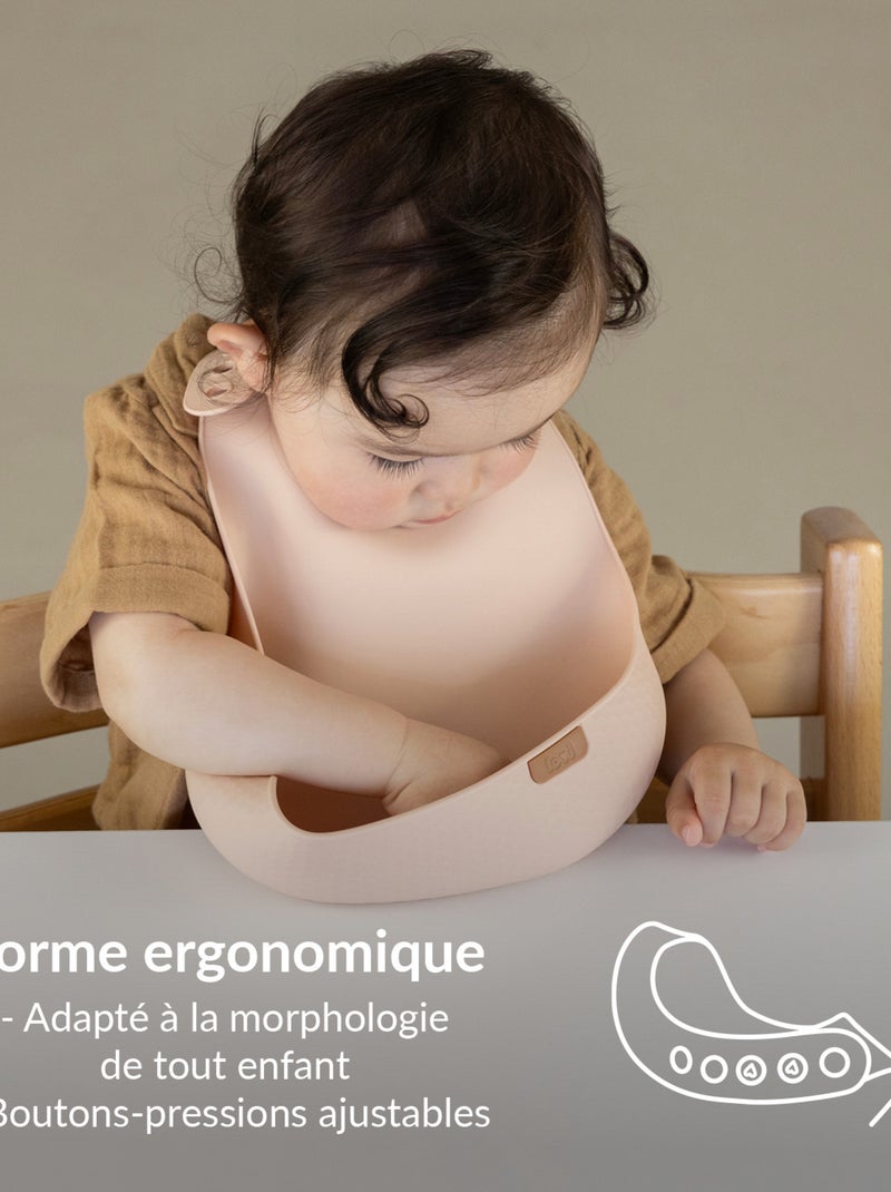 Difrax | Bavoir récupérateur en silicone Difax LOVI Beige - Kiabi
