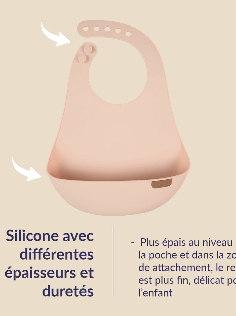 Difrax | Bavoir récupérateur en silicone Difax LOVI Beige - Kiabi