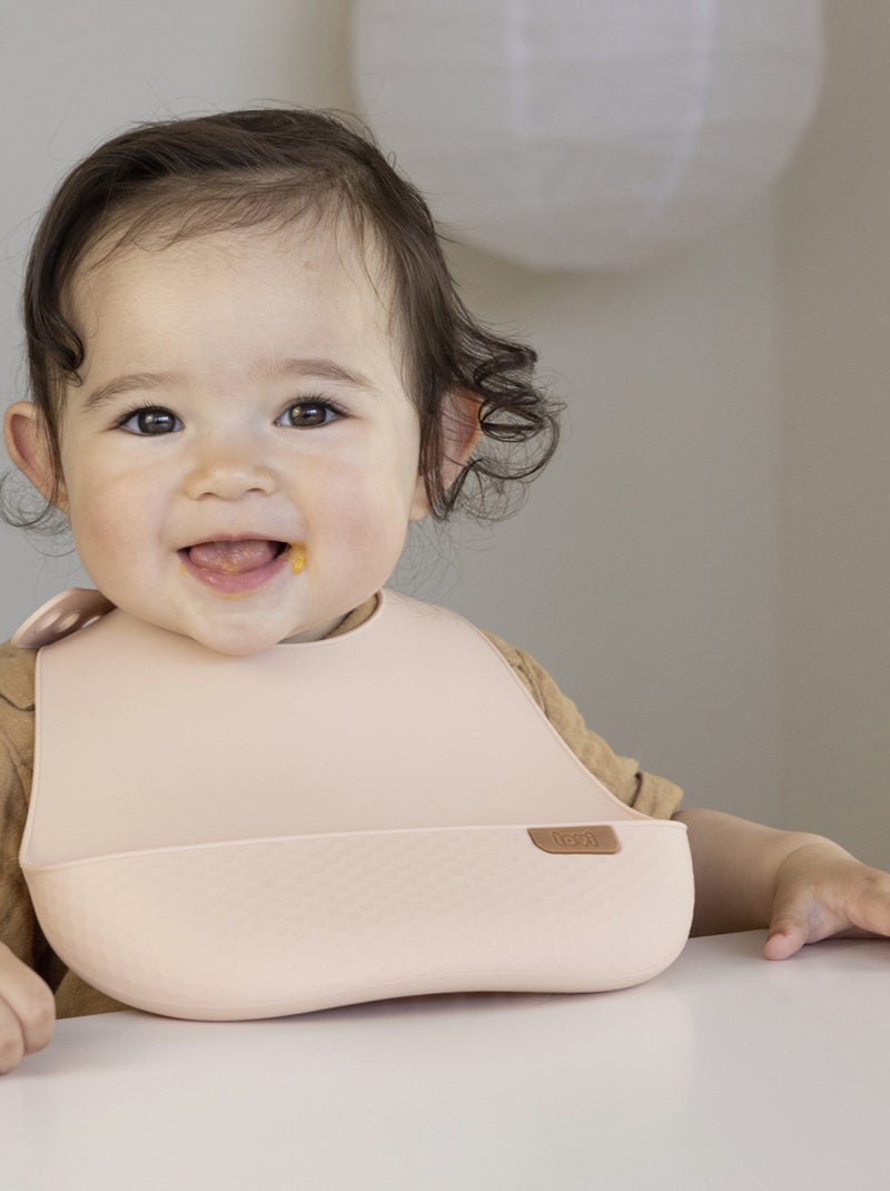 Difrax | Bavoir récupérateur en silicone Difax LOVI Beige - Kiabi