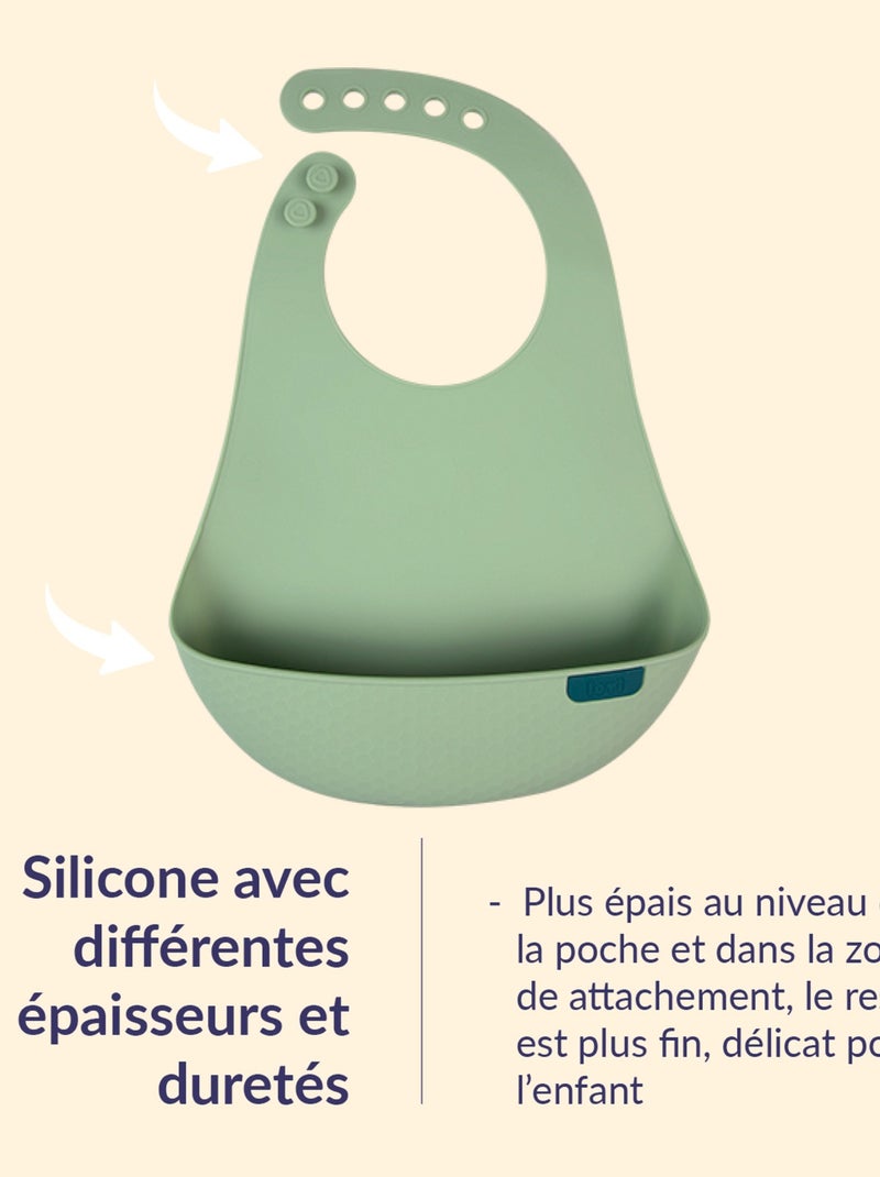Difrax | Bavoir récupérateur en silicone Difax LOVI Vert - Kiabi