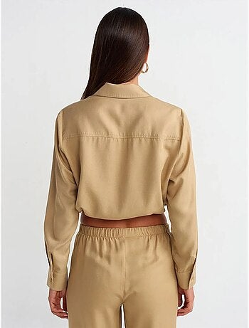 DILVIN Blouse Courte En Tencel Façon Chemise