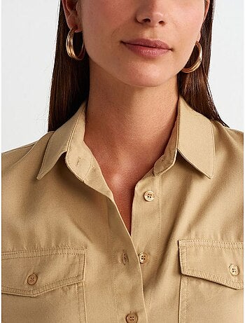 DILVIN Blouse Courte En Tencel Façon Chemise
