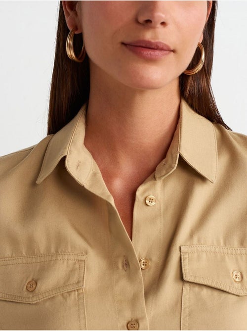 DILVIN Blouse Courte En Tencel Façon Chemise - Kiabi DILVIN Blouse Courte En Tencel Façon Chemise - Kiabi