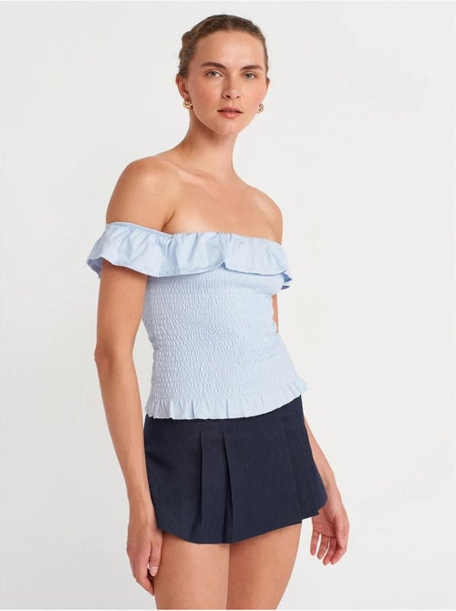 DILVIN Blouse Courte Femme À Épaules Dénudées, Côtelée - Kiabi DILVIN Blouse Courte Femme À Épaules Dénudées, Côtelée - Kiabi