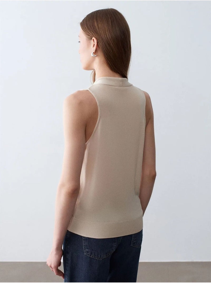 DILVIN Blouse Sans Manches À Col V Croisé Beige - Kiabi