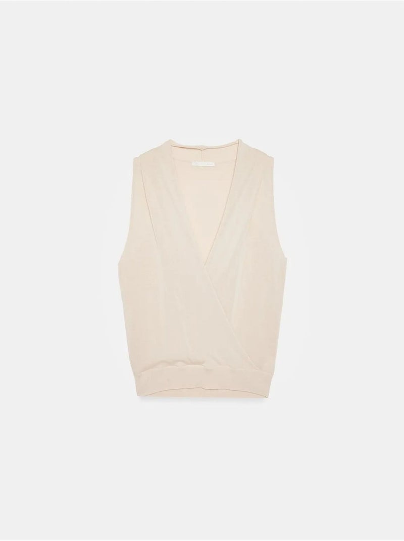 DILVIN Blouse Sans Manches À Col V Croisé Beige - Kiabi