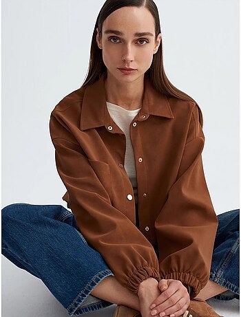 DILVIN Blouson Bomber Court Oversize En Suédine