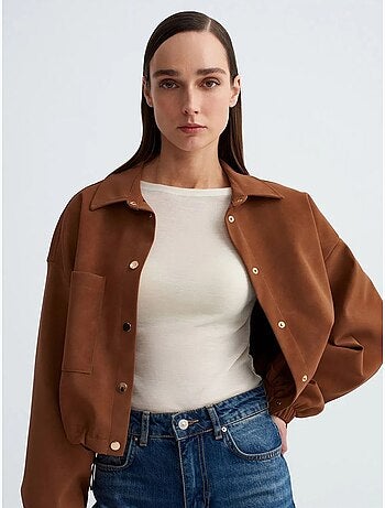 DILVIN Blouson Bomber Court Oversize En Suédine