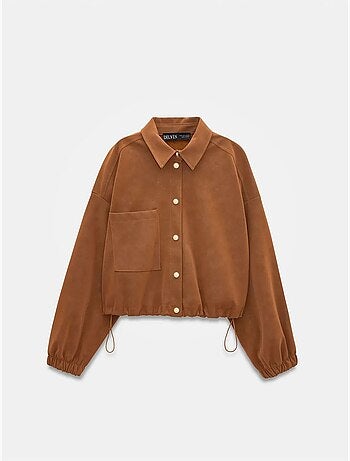 DILVIN Blouson Bomber Court Oversize En Suédine