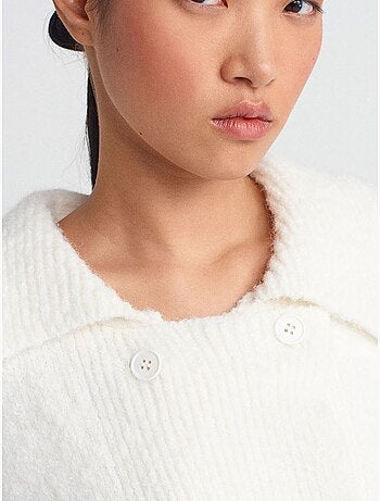 DILVIN Cardigan Côtelé À Col Polo Et Boutons