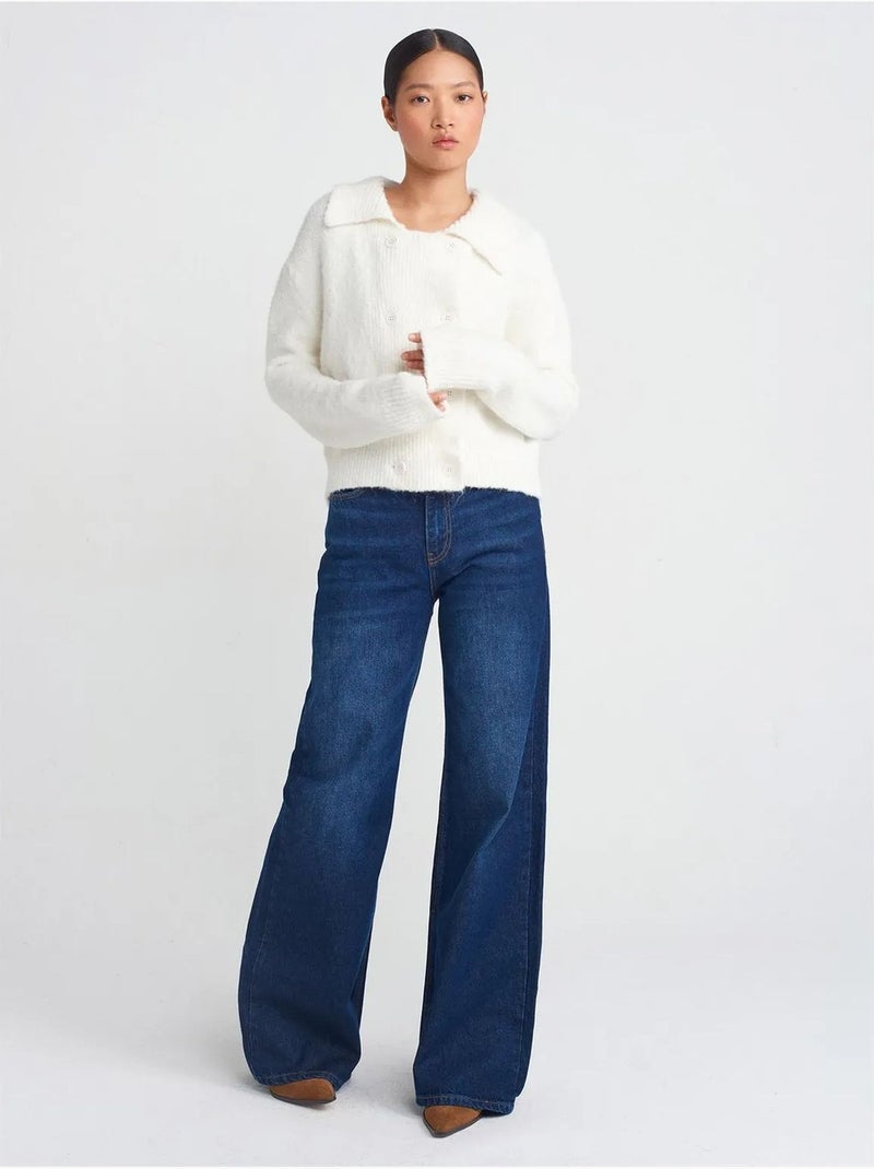 DILVIN Cardigan Côtelé À Col Polo Et Boutons Blanc cassé - Kiabi