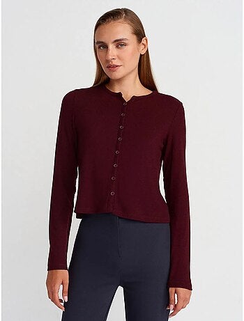 Dilvin cardigan côtelé boutonné