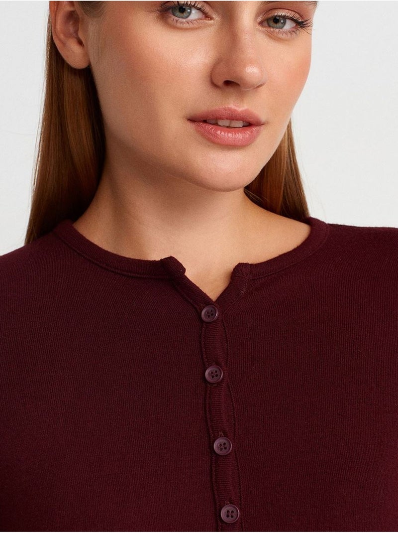 Dilvin cardigan côtelé boutonné Rouge bordeaux - Kiabi