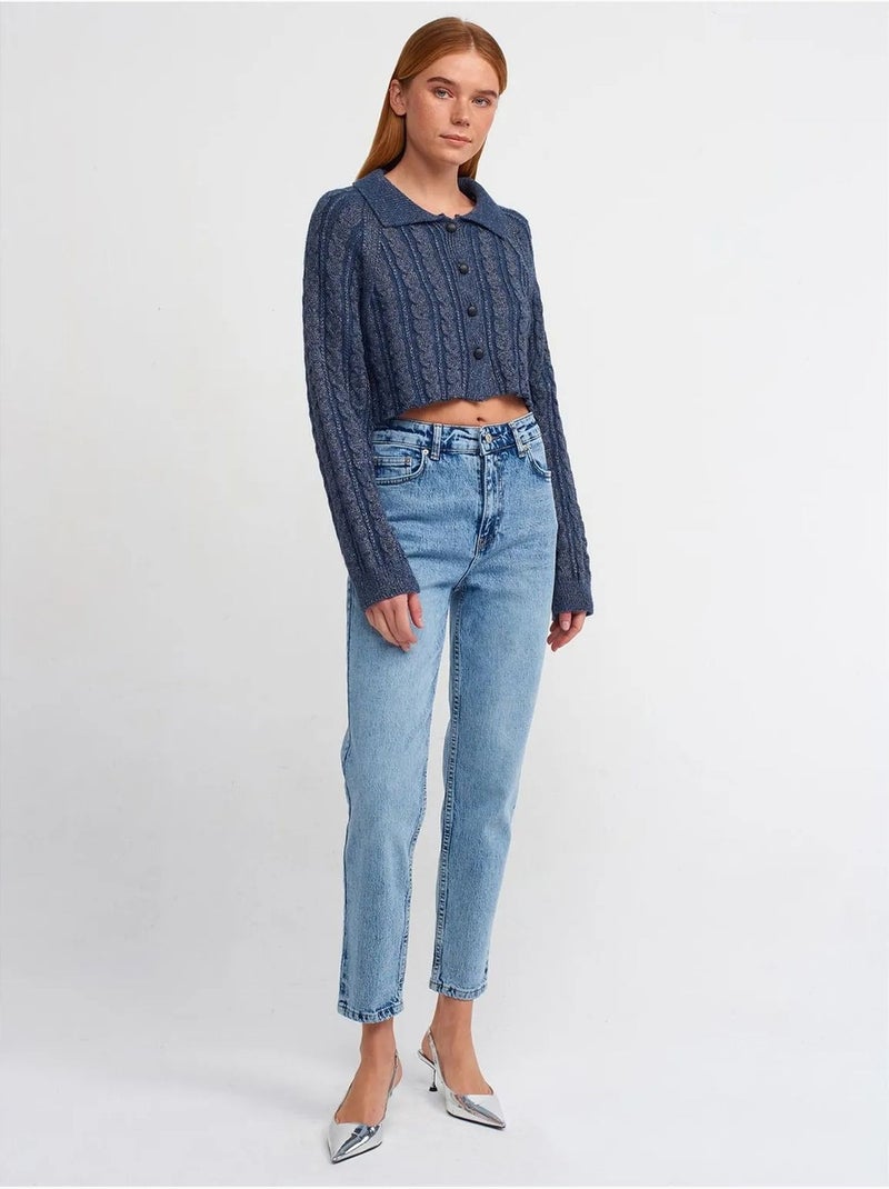 DILVIN Cardigan Court À Torsades Et Boutons Bleu marine - Kiabi