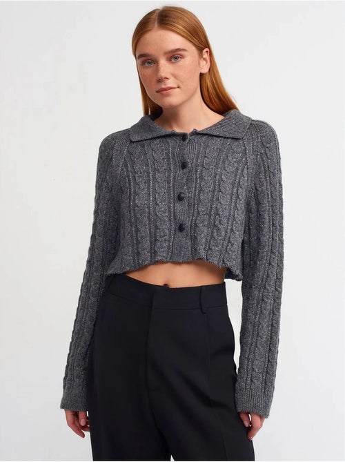 DILVIN Cardigan Court À Torsades Et Boutons - Kiabi