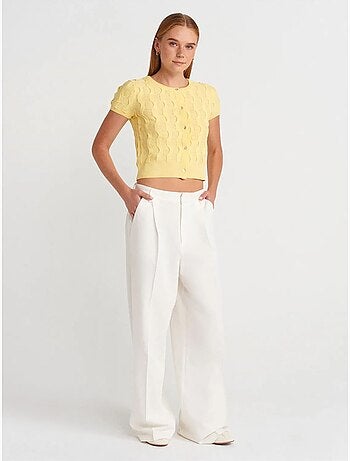 Cardigan court jacquard boutonné femme dilvin