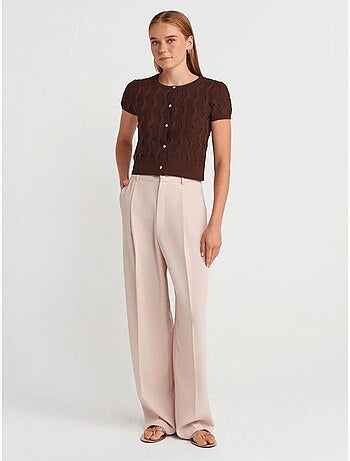 Cardigan court jacquard boutonné femme dilvin