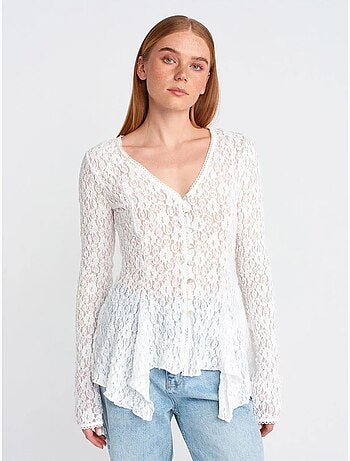 DILVIN Cardigan En Dentelle À Col V Et Boutons