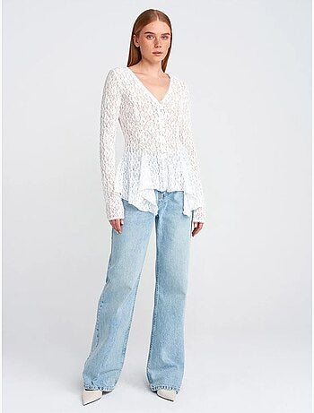 DILVIN Cardigan En Dentelle À Col V Et Boutons