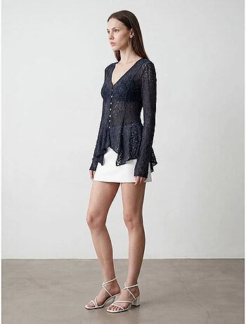 DILVIN Cardigan En Dentelle À Col V Et Boutons