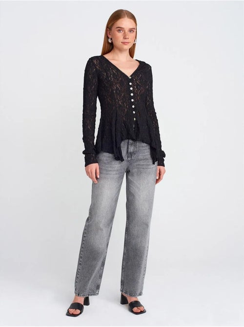 DILVIN Cardigan En Dentelle À Col V Et Boutons - Kiabi