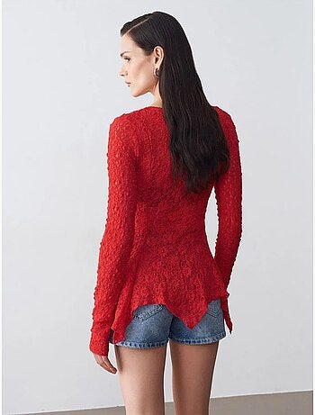 DILVIN Cardigan En Dentelle À Col V Et Boutons