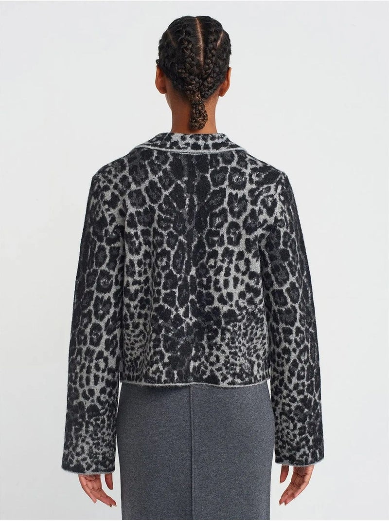 Dilvin cardigan jacquard léopard boutonné Multicolore - Kiabi