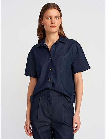 DILVIN Chemise à manches courtes en mélange de lin