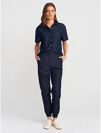 DILVIN Chemise à manches courtes en mélange de lin