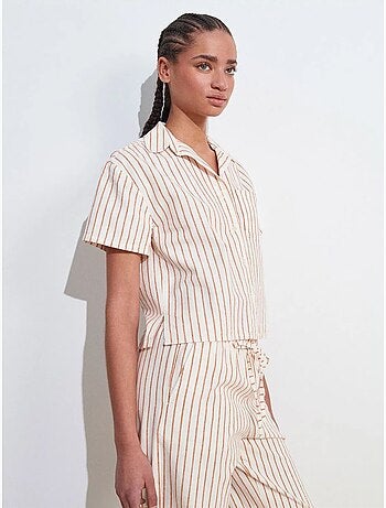 DILVIN Chemise à manches courtes en mélange de lin