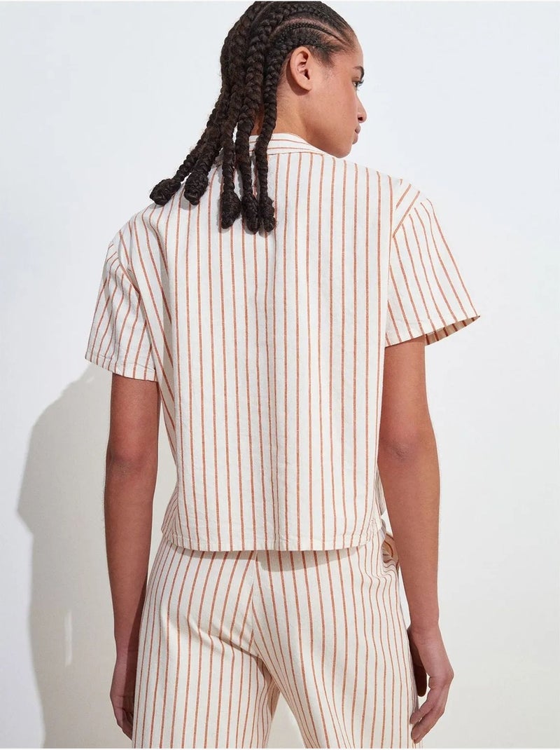 DILVIN Chemise à manches courtes en mélange de lin Multicolore - Kiabi