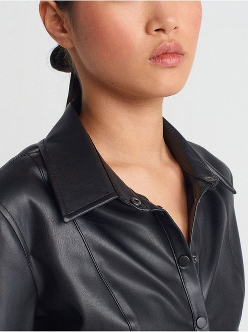 DILVIN Chemise Ajustée Aspect Cuir - Kiabi
