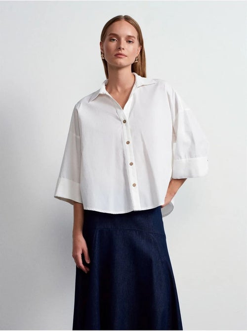 DILVIN Chemise Ample En Popeline De Coton - Kiabi DILVIN Chemise Ample En Popeline De Coton - Kiabi