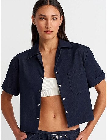 DILVIN Chemise Courte En Crêpe Avec Poche