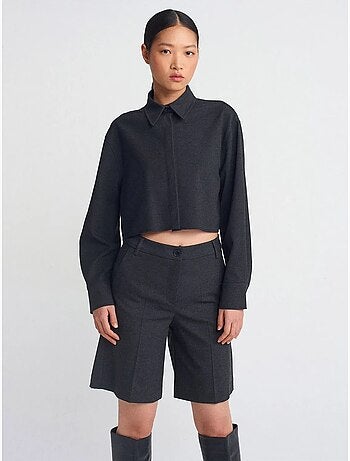 DILVIN Chemise Courte Femme Coupe Ample À Boutons