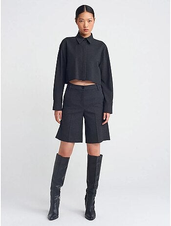 DILVIN Chemise Courte Femme Coupe Ample À Boutons