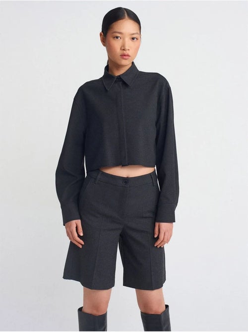 DILVIN Chemise Courte Femme Coupe Ample À Boutons - Kiabi DILVIN Chemise Courte Femme Coupe Ample À Boutons - Kiabi