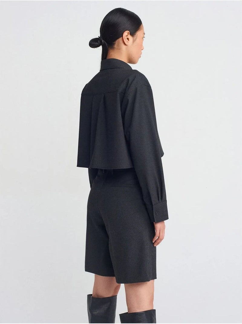 DILVIN Chemise Courte Femme Coupe Ample À Boutons gris anthracite - Kiabi