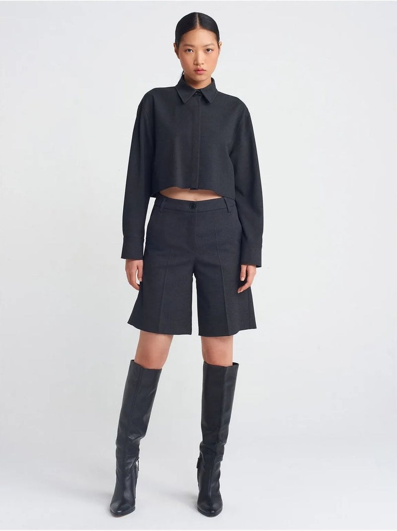 DILVIN Chemise Courte Femme Coupe Ample À Boutons gris anthracite - Kiabi
