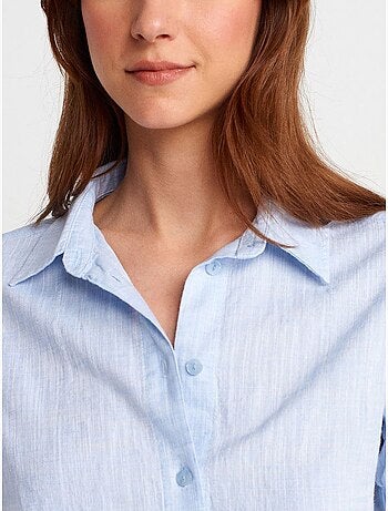 DILVIN Chemise Courte Femme En Mélange De Lin