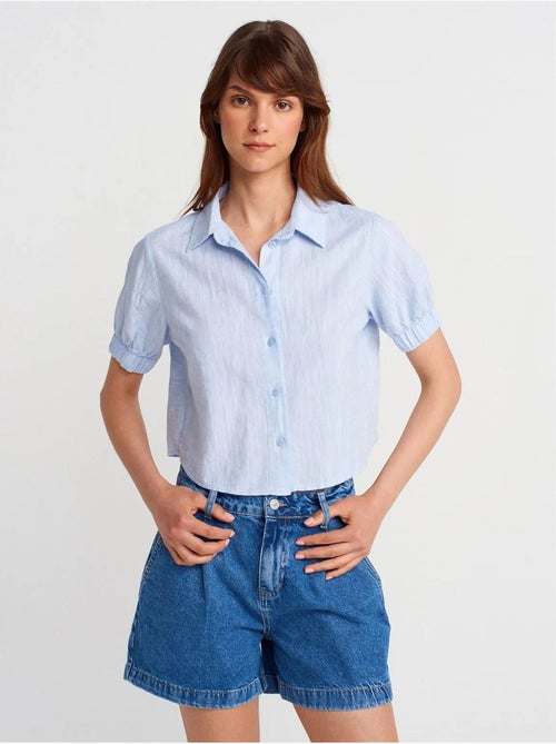 DILVIN Chemise Courte Femme En Mélange De Lin - Kiabi DILVIN Chemise Courte Femme En Mélange De Lin - Kiabi