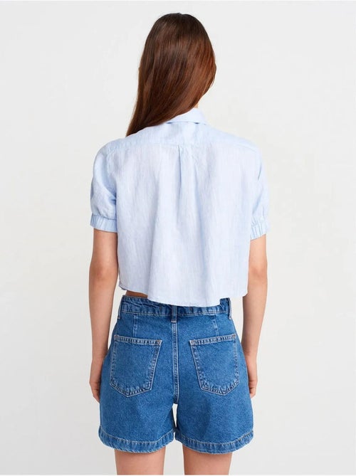DILVIN Chemise Courte Femme En Mélange De Lin - Kiabi DILVIN Chemise Courte Femme En Mélange De Lin - Kiabi