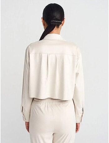 DILVIN Chemise Courte Femme En Suédine À Boutons