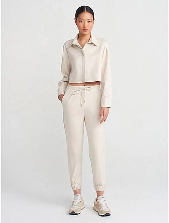 DILVIN Chemise Courte Femme En Suédine À Boutons